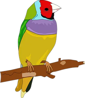 Colorful Animated Bird Perchedon Branch