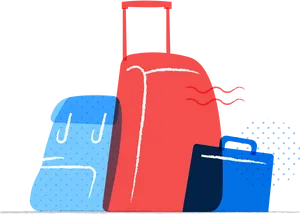 Colorful Animated Luggage Illustration PNG image