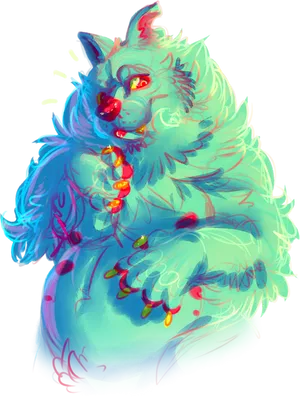 Colorful Animated Werewolf PNG