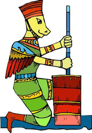 Colorful Anubis Cartoon Illustration PNG image