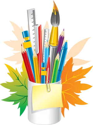 Colorful Art Supplies Vector Illustration PNG image