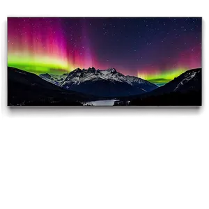 Colorful Aurora Over Mountains PNG 06202024