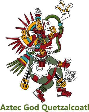 Colorful Aztec God Quetzalcoatl Illustration PNG image