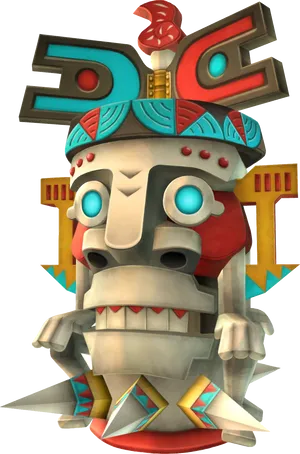 Colorful Aztec Inspired Statue PNG image