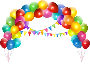 Colorful Balloon Archwith Pennants