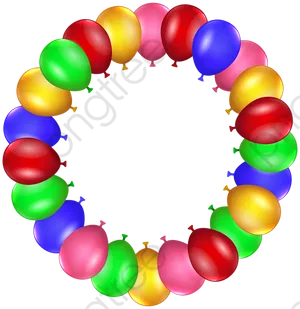 Colorful Balloons Circular Frame PNG image