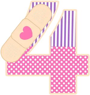 Colorful Bandage Number Four Illustration PNG image