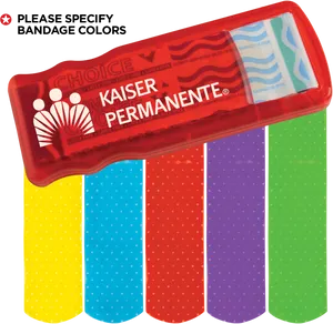 Colorful Bandagesin Dispenser Pack PNG image