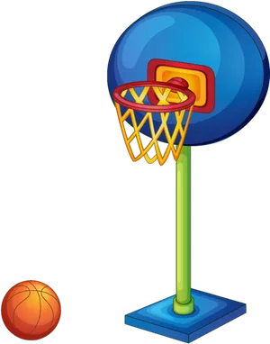 Colorful Basketball Hoopand Ball Clipart PNG image