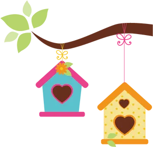 Colorful Birdhouses Clipart PNG image