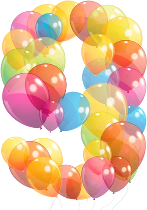 Colorful Birthday Balloons Number9