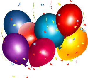 Colorful Birthday Balloonsand Confetti PNG image