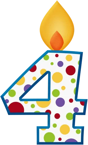 Colorful Birthday Candle Number4 PNG image