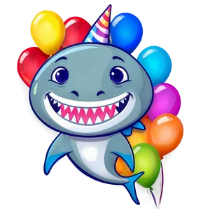 Colorful Birthday Shark Design Png 06292024 PNG image