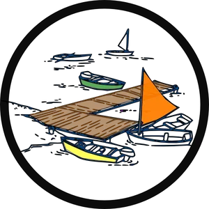 Colorful Boatsat Wooden Dock Illustration PNG image