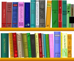 Colorful Bookshelfwith Various Titles PNG image