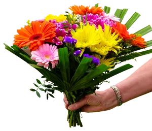 Colorful_ Bouquet_ Held_in_ Hand.png PNG image