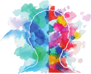 Colorful Brain Silhouette Art PNG image