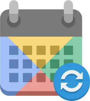 Colorful Calendar Iconwith Sync Symbol PNG image