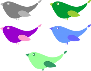 Colorful Cartoon Birds Vector