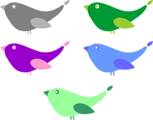Colorful Cartoon Birds Vector Illustration PNG image