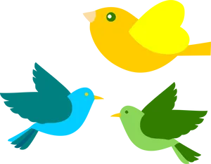 Colorful Cartoon Birds Vector