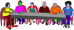 Colorful Cartoon Business Meeting PNG image