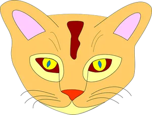 Colorful Cartoon Cat Face
