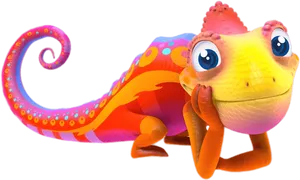Colorful Cartoon Chameleon PNG