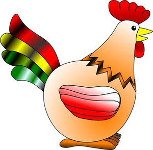 Colorful Cartoon Chicken Illustration PNG image