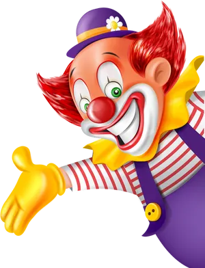 Colorful Cartoon Clown Extending Hand PNG image