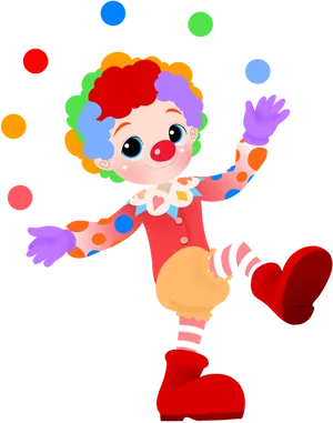 Colorful Cartoon Clown Juggling Balls