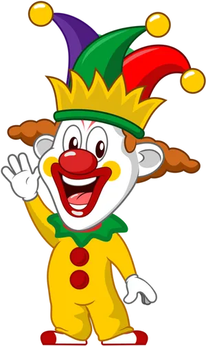 Colorful Cartoon Clown Waving PNG image