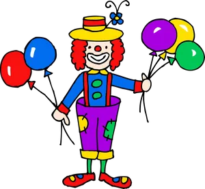Colorful Cartoon Clownwith Balloons
