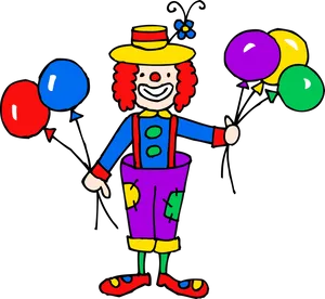 Colorful Cartoon Clownwith Balloons PNG image