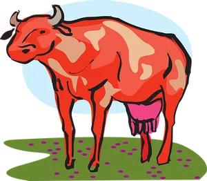 Colorful Cartoon Cow Illustration PNG image