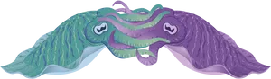 Colorful Cartoon Cuttlefish PNG image