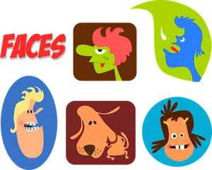 Colorful Cartoon Faces Collection PNG image