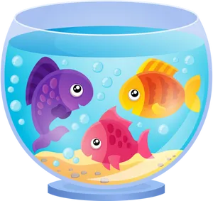 Colorful Cartoon Fishin Aquarium PNG image