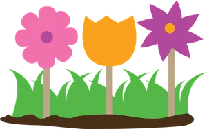 Colorful Cartoon Flowers PNG image