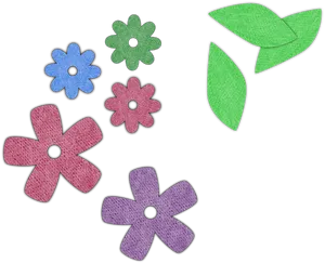 Colorful Cartoon Flowersand Leaves