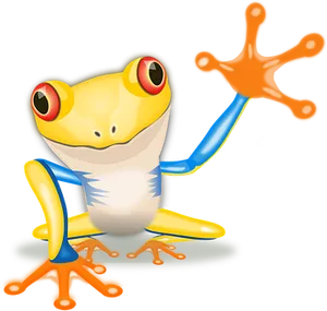 Colorful Cartoon Frog Waving