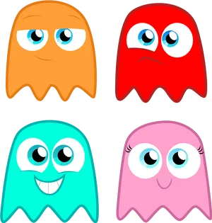 Colorful Cartoon Ghosts PNG image