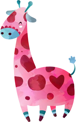 Colorful Cartoon Giraffe PNG image