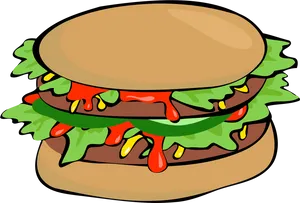 Colorful Cartoon Hamburger PNG image