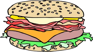 Colorful Cartoon Hamburger PNG image