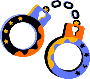 Colorful Cartoon Handcuffs Illustration PNG