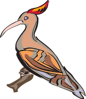 Colorful Cartoon Hoopoe Bird PNG image