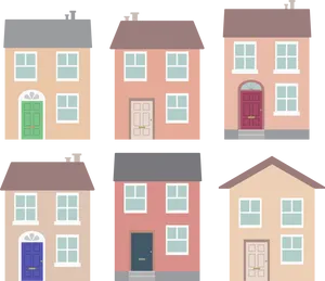 Colorful Cartoon Houses Vector PNG image