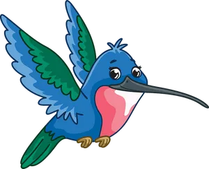 Colorful Cartoon Hummingbird PNG image